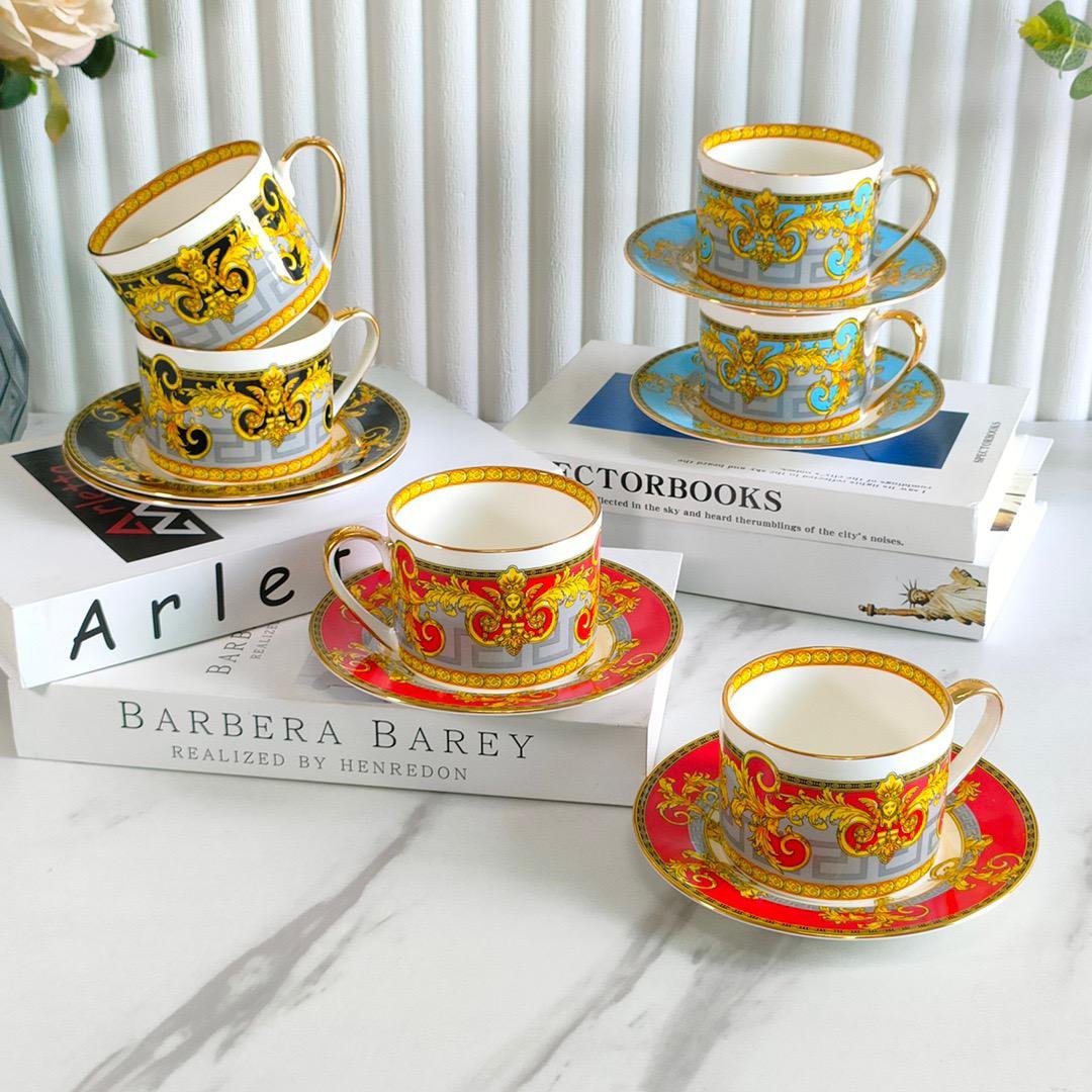 Versace Tea set of two cups many colors available - Versace Cups | Aleppo Gift UAE